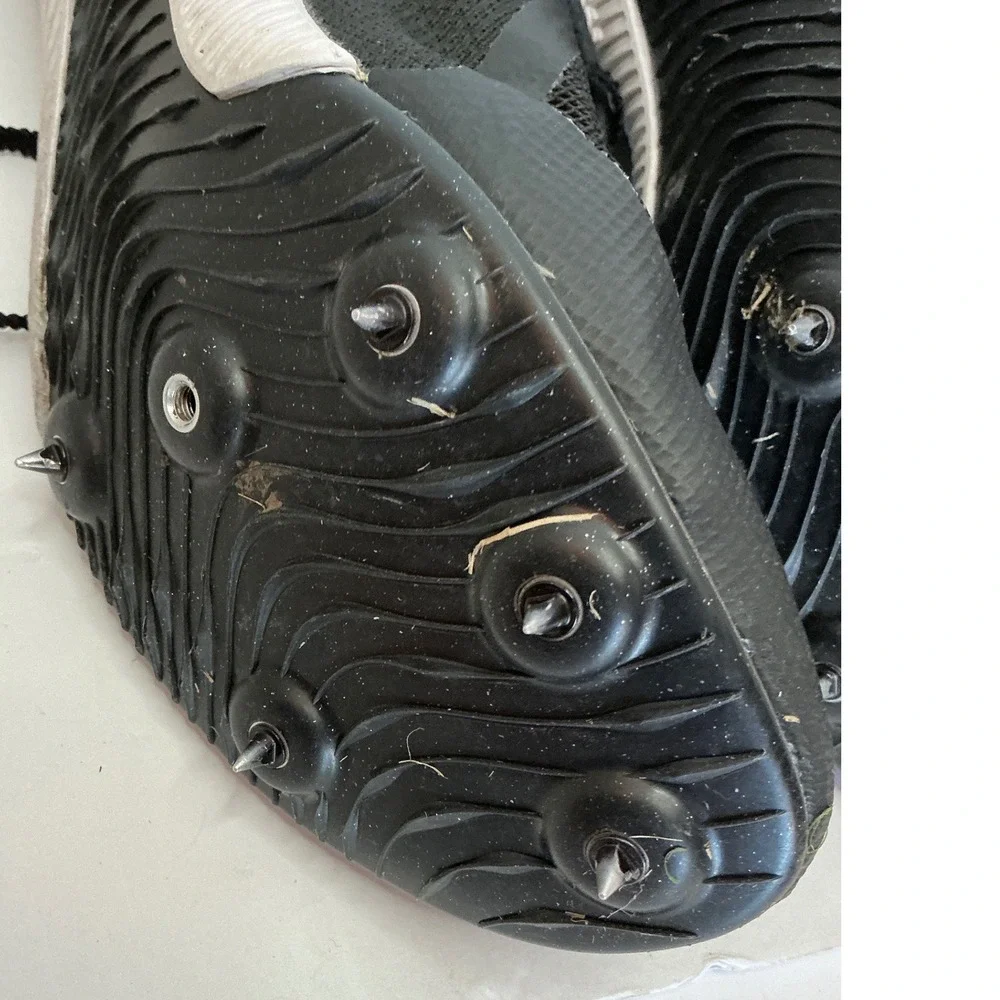 Nike Track and Field Racing Spikes Black Silver Mesh Cleats with Bag and Tool 12